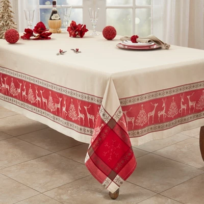 Saro Lifestyle Christmas Tablecloth With Jacquard Design 3 Saro Lifestyle Christmas Tablecloth With Jacquard Design