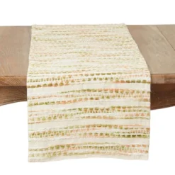 Saro Lifestyle Contemporary Stripe Woven Table Runner, 16"x72", Green -Saro Lifestyle GUEST 013ee09f 0278 4fe2 9030 80616d8cfc79