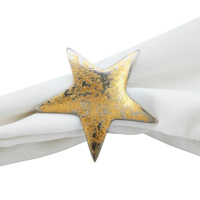 Saro Lifestyle Gold Texture Star Napkin Ring, Gold (Set Of 4) 5 Saro Lifestyle Gold Texture Star Napkin Ring, Gold (Set Of 4) - Image 3