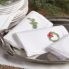 Saro Lifestyle Handmade Holly Leaf Christmas Embroidery Napkin With Hemstitched Border (Set Of 6), 20"x20", White 2 Saro Lifestyle Handmade Holly Leaf Christmas Embroidery Napkin With Hemstitched Border (Set Of 6), 20"x20", White -Saro Lifestyle GUEST 03724247 224a 4c96 bc05 0cf19c096d4b
