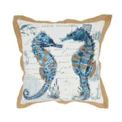 Saro Lifestyle Coastal Outdoor Sea Horse Poly Filled Pillow, 18"x18", Blue 9 Saro Lifestyle Coastal Outdoor Sea Horse Poly Filled Pillow, 18"x18", Blue -Saro Lifestyle GUEST 041fa22c ac10 4cd6 a87f fd17764bcf0a
