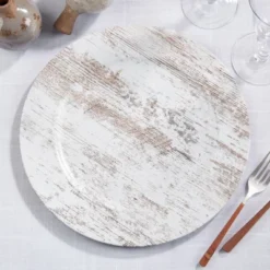 Saro Lifestyle Faux Wood Charger Plate (Set Of 4), 13", White 8 Saro Lifestyle Faux Wood Charger Plate (Set Of 4), 13", White -Saro Lifestyle GUEST 0500e7a9 9b0d 4887 8d7c 8c8e885657b8