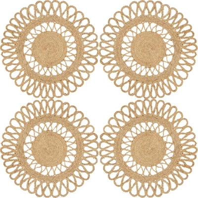 Saro Lifestyle Loopy Table Mats With Jute Design (Set Of 4), Beige 4 Saro Lifestyle Loopy Table Mats With Jute Design (Set Of 4), Beige - Image 2