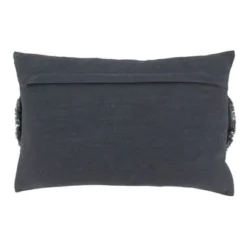 Saro Lifestyle Floral Appliqué Throw Pillow With Poly Filling, Slate, 14" X 23"