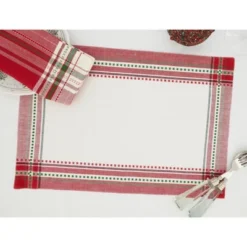 Saro Lifestyle Joyful Holiday Stripe Placemat And Napkin 8 Pcs Set (4 Placemats, 4 Napkins) -Saro Lifestyle GUEST 06ad2af5 6bee 4844 93b4 35e25f737509