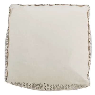 Saro Lifestyle Saro Lifestyle Abstract Design Mudcloth Floor Pouf, White, 20"x20"x14" 3 Saro Lifestyle Saro Lifestyle Abstract Design Mudcloth Floor Pouf, White, 20"x20"x14"