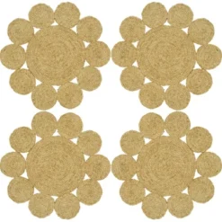 Saro Lifestyle Round Table Mats With Jute Design (Set Of 4), Beige -Saro Lifestyle GUEST 096885da eda9 4a44 ae7d ff7b65430d7e