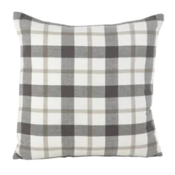 Plaid Down Filled Throw Pillow Gray - Saro Lifestyle -Saro Lifestyle GUEST 09d0a1fd e36f 48d0 95f8 2d166381b1a7