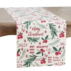 Saro Lifestyle Holly Christmas Design Table Runner -Saro Lifestyle GUEST 0a78e4a8 5c1d 4cb4 bb1e 255f265f4864