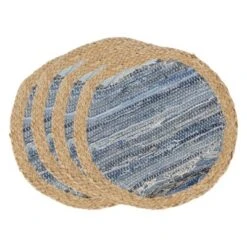 Saro Lifestyle Rustic Denim Weave Placemat (Set Of 4), Blue, 15"x15"