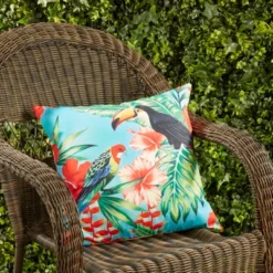 Saro Lifestyle Vibrant Toucan Outdoor Pillow With Poly Fill, 18"x18", Multicolored 8 Saro Lifestyle Vibrant Toucan Outdoor Pillow With Poly Fill, 18"x18", Multicolored -Saro Lifestyle GUEST 0d57387f 7f16 40dc 9c6c 6ad78c811f08