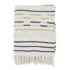 50"x60" Woven Sophistication Corded Fringe Throw Blanket Ivory - Saro Lifestyle