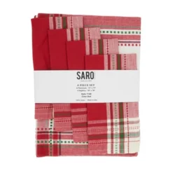Saro Lifestyle Joyful Holiday Stripe Placemat And Napkin 8 Pcs Set (4 Placemats, 4 Napkins) -Saro Lifestyle GUEST 0f36a669 a90d 44c0 b92c e8b12a92f26c
