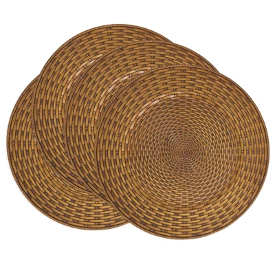 Saro Lifestyle Natural Look Faux Rattan Charger Plate (Set Of 4), 13"x13", Brown 4 Saro Lifestyle Natural Look Faux Rattan Charger Plate (Set Of 4), 13"x13", Brown - Image 2