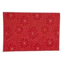 Saro Lifestyle Poinsettia Placemat, 13"x19" Oblong, Red (Set Of 4) -Saro Lifestyle GUEST 10c61f86 91b6 4025 99b7 495c4d8e7e51
