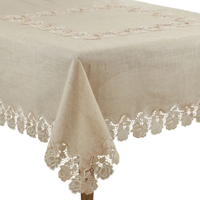 Saro Lifestyle Elegant Tablecloth With Lace Rose Border 5 Saro Lifestyle Elegant Tablecloth With Lace Rose Border - Image 3