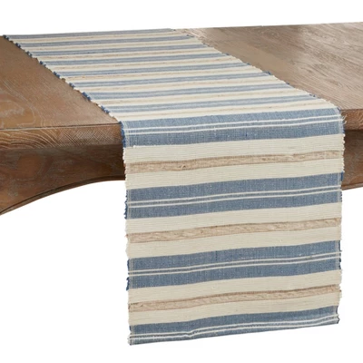 72" X 14" Water Hyacinth Striped Table Runner Blue - Saro Lifestyle: Rectangle, Non-Woven, Spot Clean, 72 Inch 5 72" X 14" Water Hyacinth Striped Table Runner Blue - Saro Lifestyle: Rectangle, Non-Woven, Spot Clean, 72 Inch - Image 3