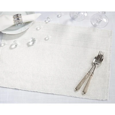 Saro Lifestyle Shimmering Design Ribbed Placemat (Set Of 4 Pcs), 13"x19", White 3 Saro Lifestyle Shimmering Design Ribbed Placemat (Set Of 4 Pcs), 13"x19", White