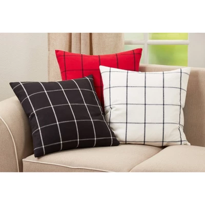 20"x20" Oversize Poly Filled Plaid Square Throw Pillow - Saro Lifestyle 4 20"x20" Oversize Poly Filled Plaid Square Throw Pillow - Saro Lifestyle - Image 2