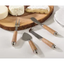 Saro Lifestyle Bark Wood Cheese Cutlery, Ecru (Set Of 4) -Saro Lifestyle GUEST 1b230cc6 2195 4fbb a5ed d52dce4944c5
