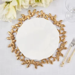 Saro Lifestyle Leaf Border Charger (Set Of 4) 10 Saro Lifestyle Leaf Border Charger (Set Of 4) -Saro Lifestyle GUEST 1b314332 d9bb 474b bf9e a61aa9c577f4