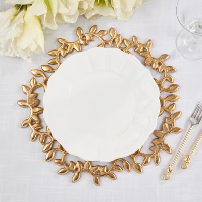 Saro Lifestyle Leaf Border Charger (Set Of 4) 6 Saro Lifestyle Leaf Border Charger (Set Of 4) - Image 4