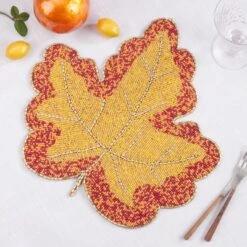 Saro Lifestyle Beaded Leaf Table Mats (Set Of 4) -Saro Lifestyle GUEST 1bbb9d93 3d35 45c8 af3e 4aab3e95338a