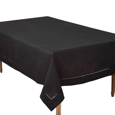 70"x120" Tablecloth With Hemstitch Border Design Black - Saro Lifestyle: Elegant, Machine Washable, Polyester 4 70"x120" Tablecloth With Hemstitch Border Design Black - Saro Lifestyle: Elegant, Machine Washable, Polyester - Image 2
