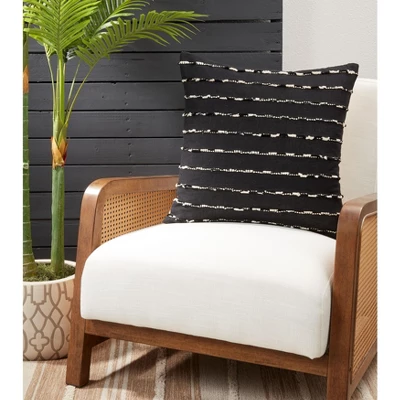 Saro Lifestyle Saro Lifestyle Striped Design Pillow Cover, Black, 20" 4 Saro Lifestyle Saro Lifestyle Striped Design Pillow Cover, Black, 20" - Image 2