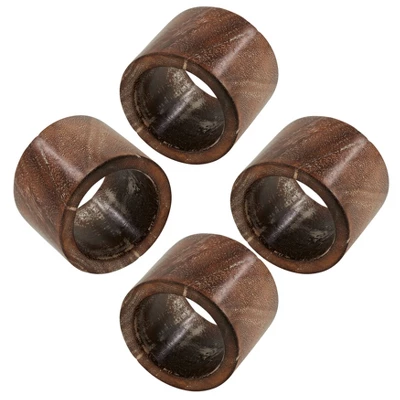 Saro Lifestyle Saro Lifestyle Round Napkin Rings With Wooden Design (Set Of 4), Brown, 3 Saro Lifestyle Saro Lifestyle Round Napkin Rings With Wooden Design (Set Of 4), Brown,