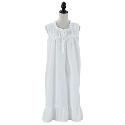 Saro Lifestyle Embroidered Sleeveless Nightgown 6 Saro Lifestyle Embroidered Sleeveless Nightgown - Image 4