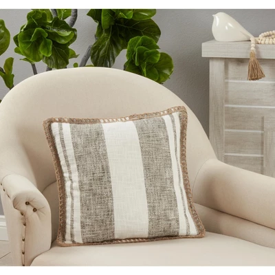 Saro Lifestyle Striped Whipstitch Decorative Pillow Cover 4 Saro Lifestyle Striped Whipstitch Decorative Pillow Cover - Image 2