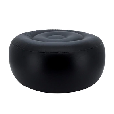 Saro Lifestyle Blue Tropic Outdoor Ottoman, 21"x9" Round, Navy Blue 6 Saro Lifestyle Blue Tropic Outdoor Ottoman, 21"x9" Round, Navy Blue - Image 4