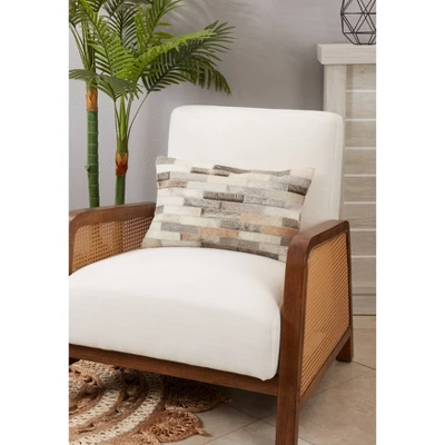 12"x20" Oversize Luxurious Hair On Leather Poly Filled Lumbar Throw Pillow - Saro Lifestyle 4 12"x20" Oversize Luxurious Hair On Leather Poly Filled Lumbar Throw Pillow - Saro Lifestyle - Image 2