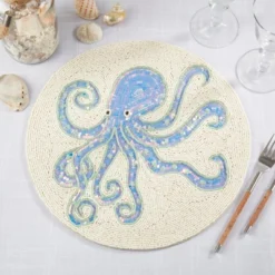 Saro Lifestyle Tentacle Treasure Beaded Placemat (Set Of 4), 15"x15", Blue 10 Saro Lifestyle Tentacle Treasure Beaded Placemat (Set Of 4), 15"x15", Blue -Saro Lifestyle GUEST 24aa3000 6e2c 4e7e b93f 53d1a9385efc
