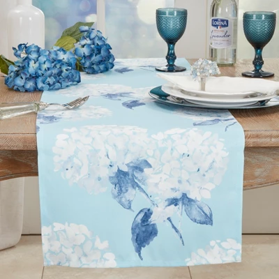 Saro Lifestyle Printed Table Runner With Hydrangea Design 3 Saro Lifestyle Printed Table Runner With Hydrangea Design