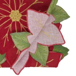 Saro Lifestyle Poinsettia Table Runner, 16"x70", Red