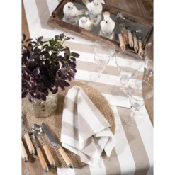 Saro Lifestyle Classic Striped Napkin, 20" Square, Taupe (Set Of 4) -Saro Lifestyle GUEST 265de409 3e19 42b5 962e c788dd01fcdb