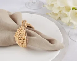 Saro Lifestyle Rustic Charm Beaded Pumpkin Napkin Ring (Set Of 4), Beige -Saro Lifestyle GUEST 2737b3bb 04d5 40ee aabe 9f6786a788f0