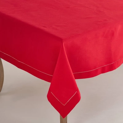 Saro Lifestyle Tablecloth With Hemstitch Border Design Red 3 Saro Lifestyle Tablecloth With Hemstitch Border Design Red