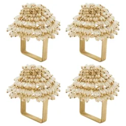 Saro Lifestyle Napkin Ring Holders With Beaded Design (Set Of 4)
