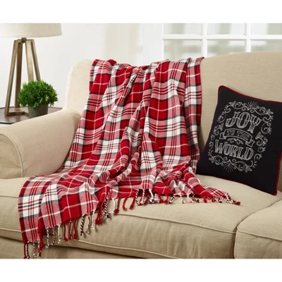 50"x60" Plaid Cotton Throw Red - SARO 4 50"x60" Plaid Cotton Throw Red - SARO - Image 2