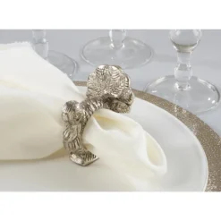 Saro Lifestyle Turkey Napkin Ring, Silver (Set Of 4) -Saro Lifestyle GUEST 2a33ebbd c65c 4ee2 857a 63dfbb78c65e