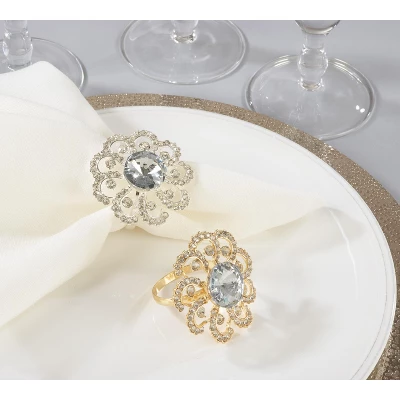 Saro Lifestyle Stylish Napkin Rings With Jeweled Stone Design (Set Of 4) 6 Saro Lifestyle Stylish Napkin Rings With Jeweled Stone Design (Set Of 4) - Image 4