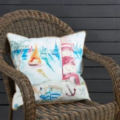 Saro Lifestyle Coastal Outdoor Lighthouse Poly Filled Pillow, 20"x20", Multicolored 8 Saro Lifestyle Coastal Outdoor Lighthouse Poly Filled Pillow, 20"x20", Multicolored -Saro Lifestyle GUEST 2b10ee8c cc43 4e98 af40 961cc17417cb