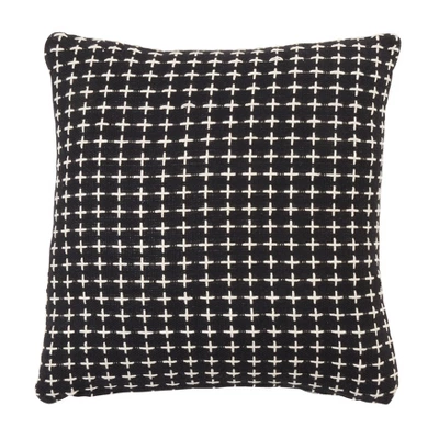 Saro Lifestyle Cross Thread Decorative Pillow Cover, Black, 18" 3 Saro Lifestyle Cross Thread Decorative Pillow Cover, Black, 18"