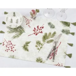 Saro Lifestyle Pine Needle And Red Berry Design Holiday Placemats (Set Of 4) -Saro Lifestyle GUEST 2bf26006 18ba 410c ae24 2170d830681d
