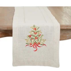 Saro Lifestyle Holiday Table Runner With Christmas Tree Embroidery -Saro Lifestyle GUEST 2d27fb2c ccce 4d1a 9b5f 95a54e9c75e6