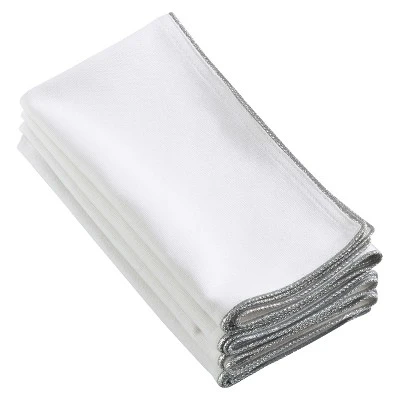 4pk Silber Luana Design Napkin 20" - Saro Lifestyle: Hand Wash, 100% Cotton, Plain Weave, 20x14" 5 4pk Silber Luana Design Napkin 20" - Saro Lifestyle: Hand Wash, 100% Cotton, Plain Weave, 20x14" - Image 3