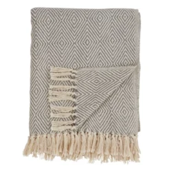 50"x60" Soft Cotton Diamond Weave Throw Blanket - Saro Lifestyle